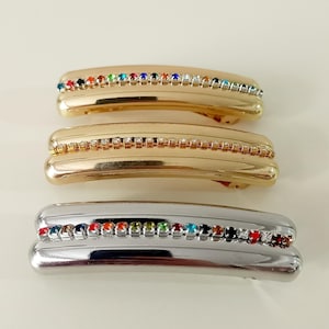 Colorful Crystal Rhinestone Hair Clip: Handmade Gold/Silver Barrette