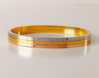Tricolor  Gold Cuff Bracelet, Sparkly Gold Bangle Bracelet,  Modern Cuff Bracelet, Dainty Bracelet, Mothers Day Gifts