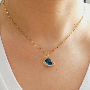 Moon & Saturn Celestial Necklaces , Saturn Pendant Necklace, Blue Space Moon Star Necklace with Zircon, Birthday Gifts, Mothers Day Gift zdjęcie 9