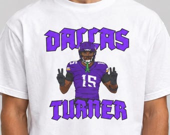 Dallas Turner Minnesota Football Player Tee, Cartoon Illustration, Game Day Shirt