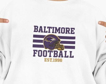 Baltimore Football Vintage Crewneck Sweatshirt | Retro Ravens Football Design