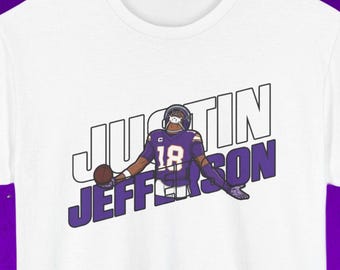 Justin Jefferson Vikings Tee, NFL Wide Receiver Shirt, Minnesota Football Player Design