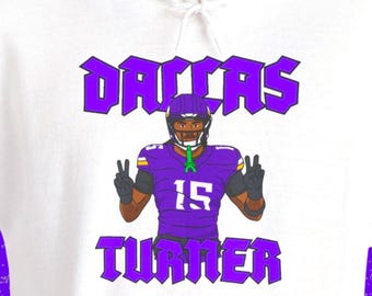 Dallas Turner Vikings Hoodie, NFL Football Sweatshirt, Cotton-Poly Blend, Street Style