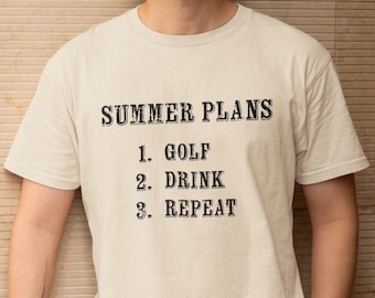 Funny Summer Shirt Golf Drinking Beer Gift for Him or Her Beach Clothes