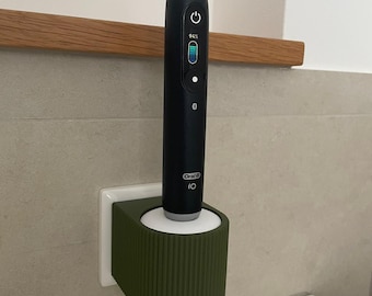 Oral-B iO Ladegerät Halter mit Kabel-Organizer | Steckdosenhalterung Ladestation | Design Kabel-Organizer fürs Badezimmer | EURO Stecker