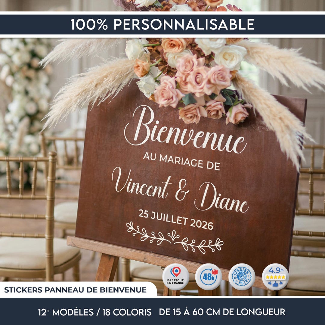 Elegant Wedding Welcome Sign Sticker | Wedding Welcome Sign Decal ...