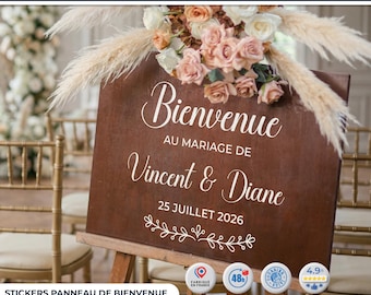 Elegant Wedding Welcome Sign Sticker | Wedding Welcome Sign Decal | Custom Vinyl, 18 Colors | Handmade in France