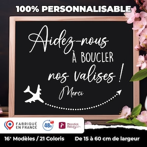 Gepersonaliseerde bruiloftsstembusstickers - thema reizen, koffer, huwelijksreis - Help ons onze tassen in te pakken