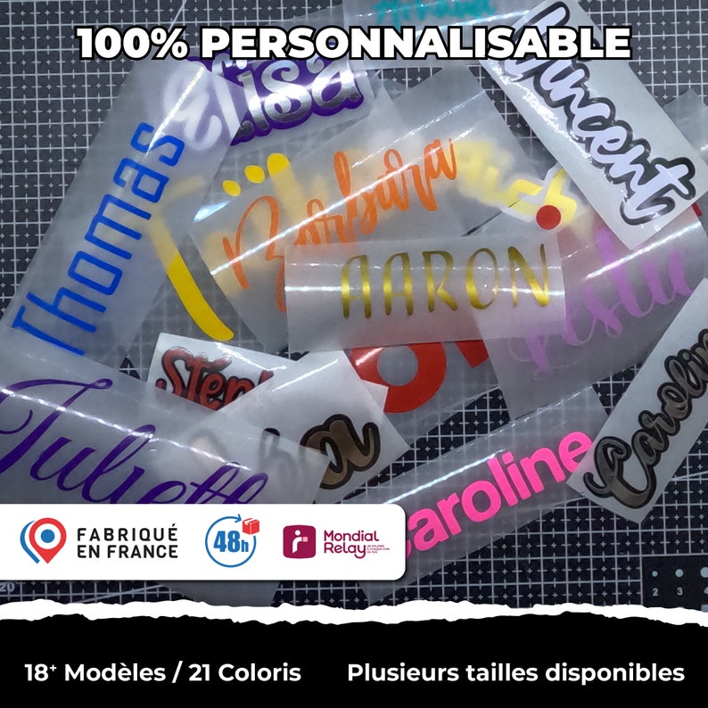 Sticker personnalisé, prénoms, adhésifs vinyls, baptême, anniversaire, EVJF, Mariage, Occasions, Fête, Cadeau, voiture, chambre image 1