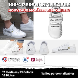 Aufkleber für personalisierte Sneakers Hochzeit Braut Bräutigam, Geburtstag, Taufe, evjf, boho, land Bild 1