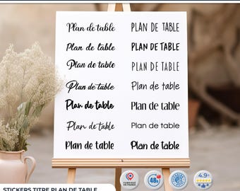 Sticker titre plan de table mariage | Sticker miroir plan de table | Décoration plan de table mariage | Wedding Seating Chart Title Sticker