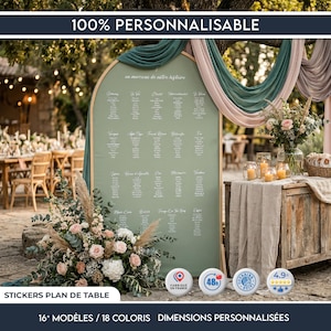 Sticker plan de table prénoms | Wedding Seating Chart Name Decals | Vinyle personnalisé, sur mesure | Fait main en France