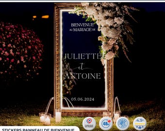 Stickers Décoratifs pour Panneau de Bienvenue de Mariage élégant et raffiné . Adhésifs autocollants panneau bienvenue mariage personnalisé
