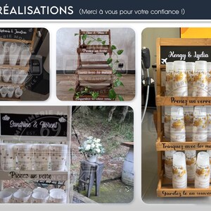 Wedding Cup Shelf Sticker | Custom Wedding Bar Decal | Personalized Boho Rustic Vinyl – Handmade in France image 2