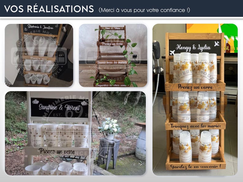 Wedding Cup Shelf Sticker | Custom Wedding Bar Decal | Personalized Boho Rustic Vinyl – Handmade in France image 2