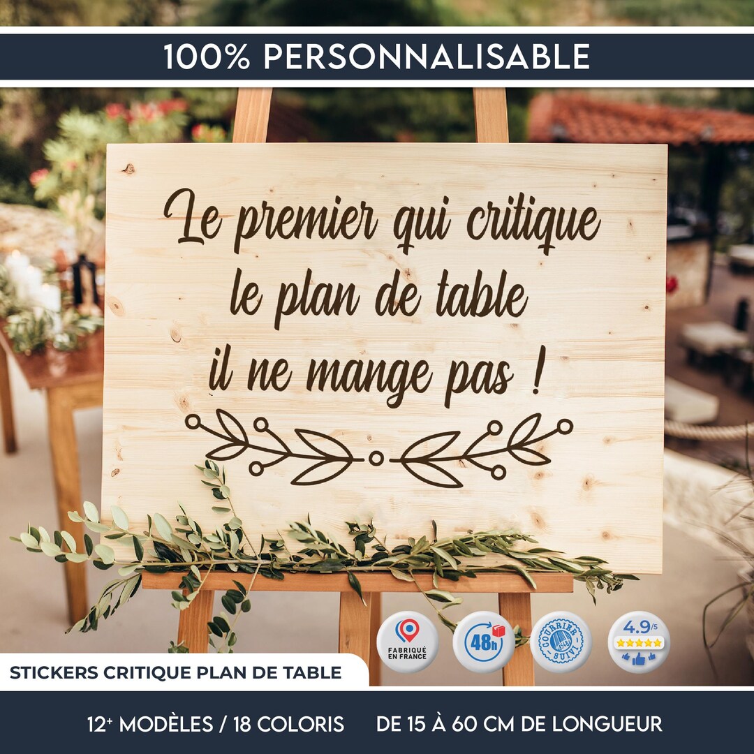 Sticker vinyle critique plan de table personnalisé – Déco mariage