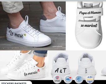 Stickers personnalisés baskets mariage | Stickers chaussures mariés | Wedding Shoe Stickers | Personalized Bride Groom Sneaker Decals
