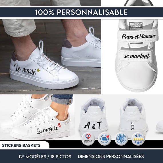 Stickers personnalisés baskets mariage | Stickers chaussures mariés | Wedding Shoe Stickers | Personalized Bride Groom Sneaker Decals