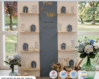 Personalized seating chart stickers with names | Wedding Seating Chart Name Decals | Custom vinyl, made to measure | Handmade in France