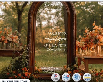 Sticker "Vous êtes magnifiques" mariage | Wedding Welcome Party Sign | Vinyle personnalisé bohème | France