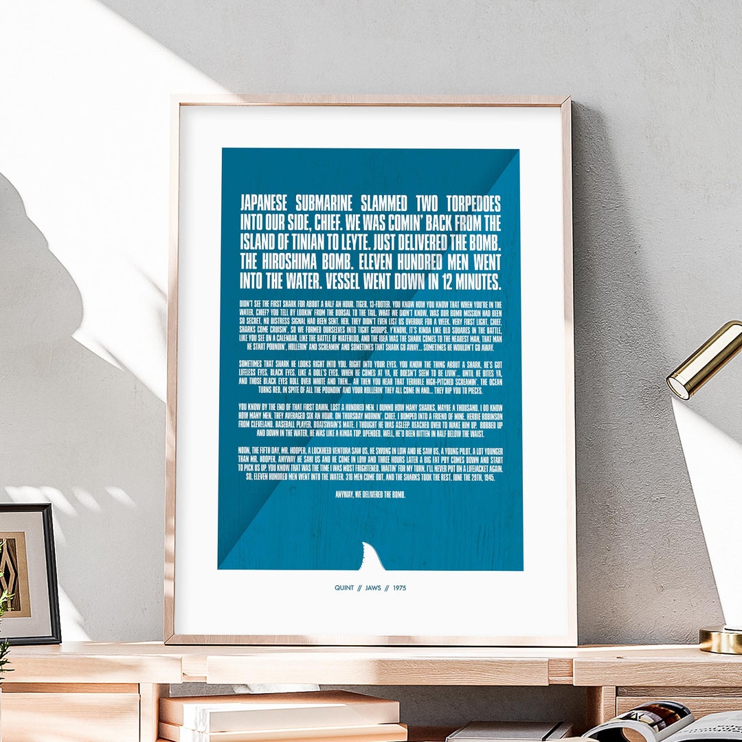 JAWS Movie Quote Quint's USS Indianapolis Speech Wall Art Poster