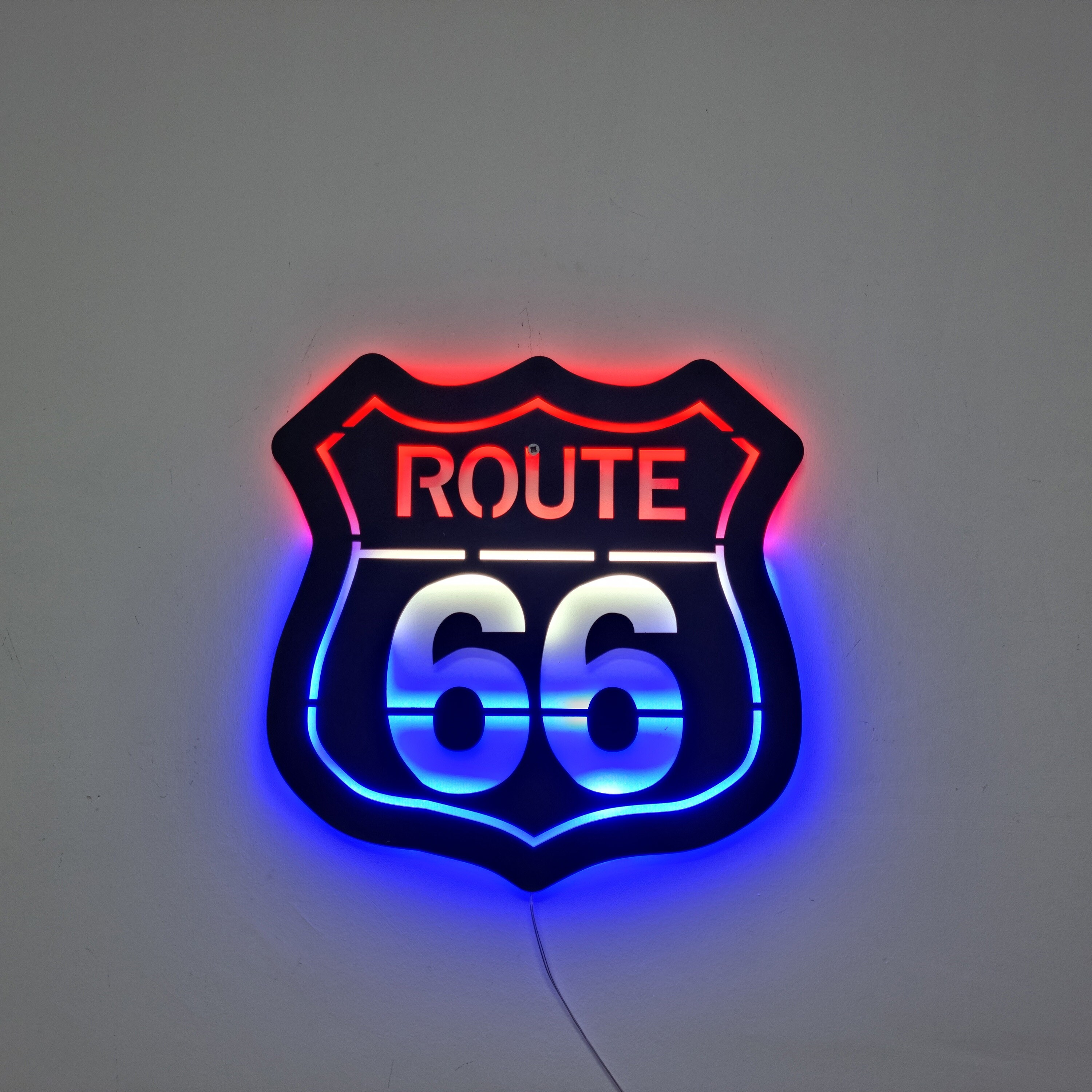 Handmade Route 66 LED Metal Wall Art: Vintage American Home Decor - Etsy