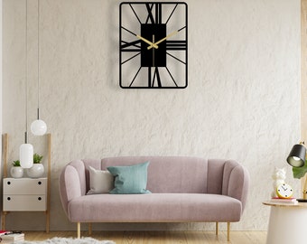 Modern Rectangle Wall Clock - Metal Wall Art for Living Room Decor - Metal Wall  Clock - Stylish Home Metal Decor - Perfect Home Gifts