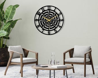 Modern Metal Wall Clock: Large Minimalist Design, Silent Movement