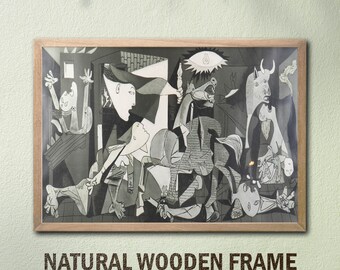 ピカソ「ゲルニカ」の絵画プリント：白黒キャンバスウォールアート