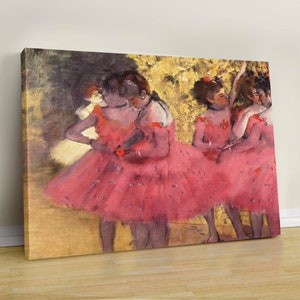 Pink Dancers Between Scenes Edgar Degas, Impressionist Ballerina Portrait Painting, Ballet Dance Art Print, Wall Art ,