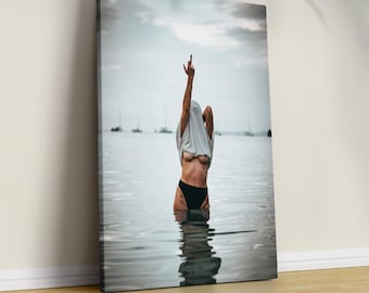 Feminist Middle Finger Canvas Art: Empowered Woman  Print