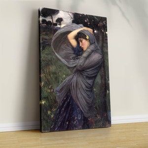 Boreas by John William Waterhouse 1903, Pre-Raphaelite Art Print, Victorian Woman Portrait Painting, Printable Wall Art, Private collection