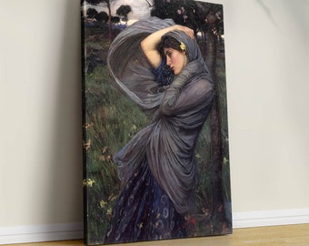 Impresión artística de Boreas: Pintura de John William Waterhouse, retrato de mujer prerrafaelita