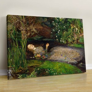 Ophelia by John Everett Millais, Pre-Raphaelite Woman Portrait Painting, British Art Print, Printable Wall Art, Shakespeare&#39;s play Hamlet,