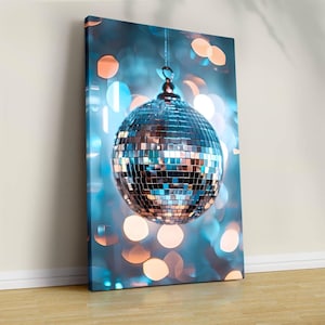 Printable Wall Art - Silver Disco Ball Maximalist Painting - Bright Silver Girly Poster - Trendy Dopamine Decor - Mirror Ball Preppy Print