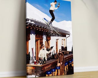 Vintage Skiing Poster: Retro Vintage Apres Ski Bar Cart Wall Art