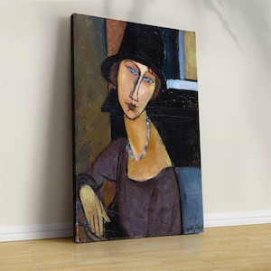 Amedeo Modigliani Woman with Hat and Necklace, Modernist Portrait Painting, Vintage Portrait Print, Printable Wall Art, 1917