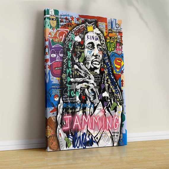 Bob Marley Pop Art Canvas: Large Graffiti Painting - Etsy
