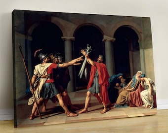 Przysięga Horacjuszy, wydruk na płótnie: Jacques Louis David, sztuka neoklasycystyczna