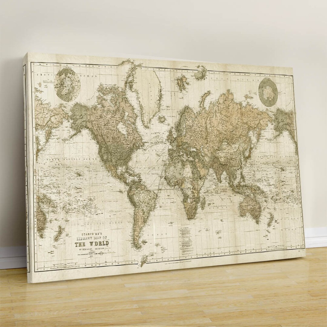 Beautiful World Map Vintage Atlas 1898 Mercator Projection SEPIA ...