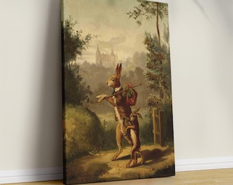 Vintage Rabbit Painting: Antique Bunnies Fine Art Print