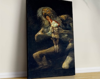 Goya's Saturn Devouring Son Canvas Print: Dark Classical Wall Art