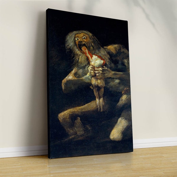 Francisco Goya, Saturne dévorant son fils, impression Dark Satan, peinture classique, art mural classique, dépeint le mythe grec de Cronos, art de musée