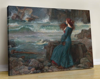 Miranda by Waterhouse: Pre-Raphaelite Woman Portrait Art Print