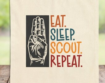 Eat Sleep Scout Repeat Cotton Canvas Tote Bag