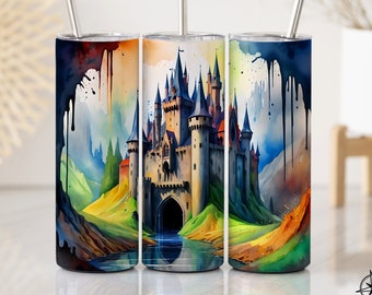 Watercolor Fantasy Castle 20oz Tumbler Wrap (Digital Download)