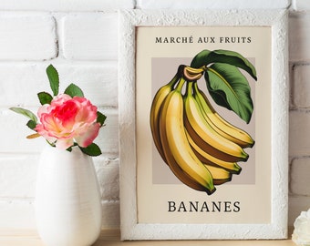 Banana Fruit Art Print: French Kitchen Decor (Digital Download)