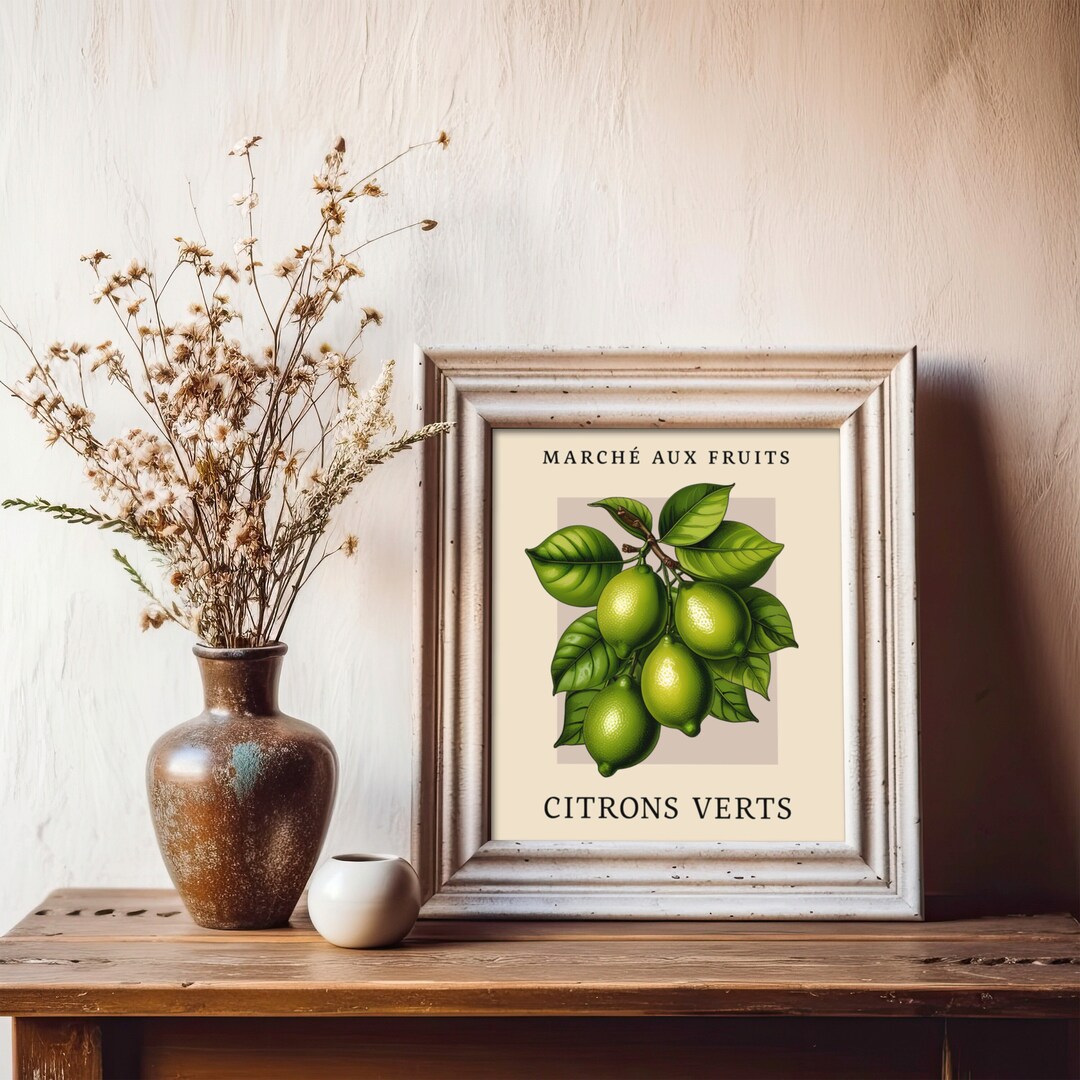 Lime Fruit Art, French Kitchen Wall Art, Digital Download, Citrons ...