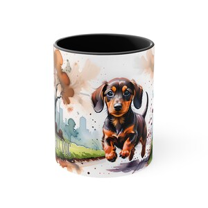 Adorable Dachshund Coffee Mug, Funny Wiener Dog, Caffeinated Hot Dog Coffee Mug, Cute Dachshund Coffee Cup, Accent Coffee Mug, 11oz