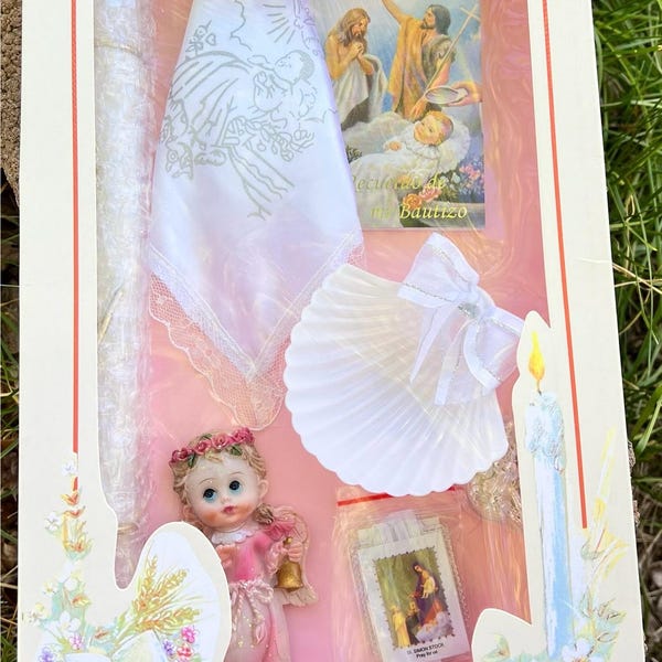 7pc set baptism gift set, baptism, baptism candle set/baptism candle, christening cifts, vela para bautizo, set de bautizo